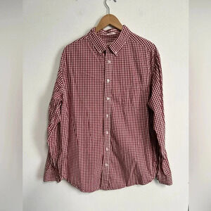 Merona Men’s XL Red Gingham Button Front Shirt Classic Fit Preppy Western Cotton